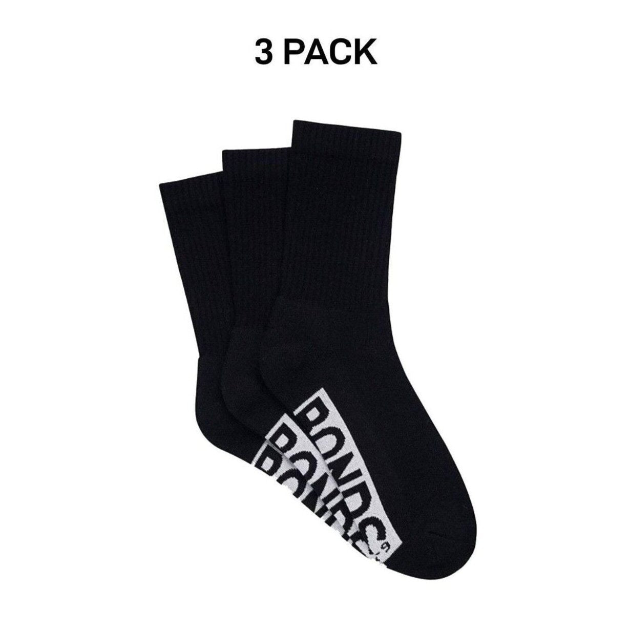Bonds Mens Logo Cushioned Crew Socks Extra Comfort Smooth Seams 3 Pack SXMW3N