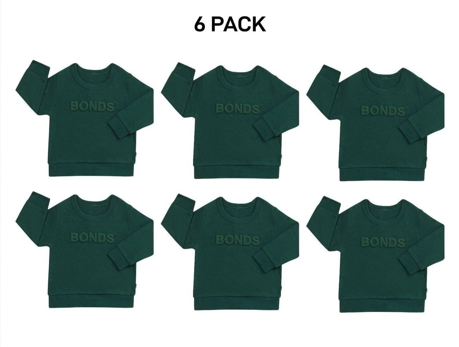 Bonds Kids Tech Sweats Pullover Soft Knitted Warm Cotton Poly Blend 6 Pack KVQTK
