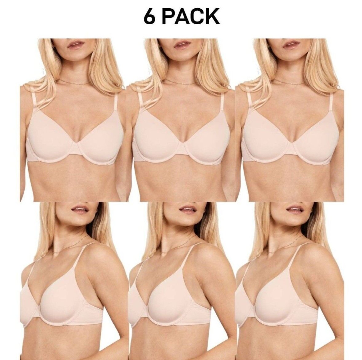 Bonds Womens Invisi Underwire T-Shirt Bra Comfy Flattering Neckline 6 Pack YXD9Y