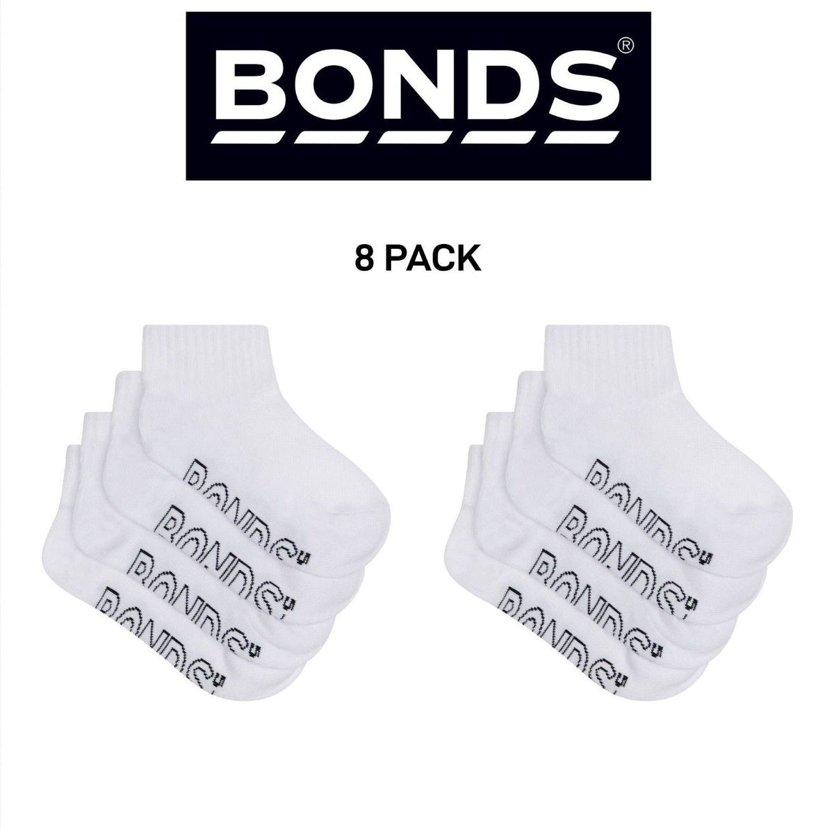 Bonds Kids Logo Light Quarter Crew Lightweight and Breathability 8 Pack RXUT4N