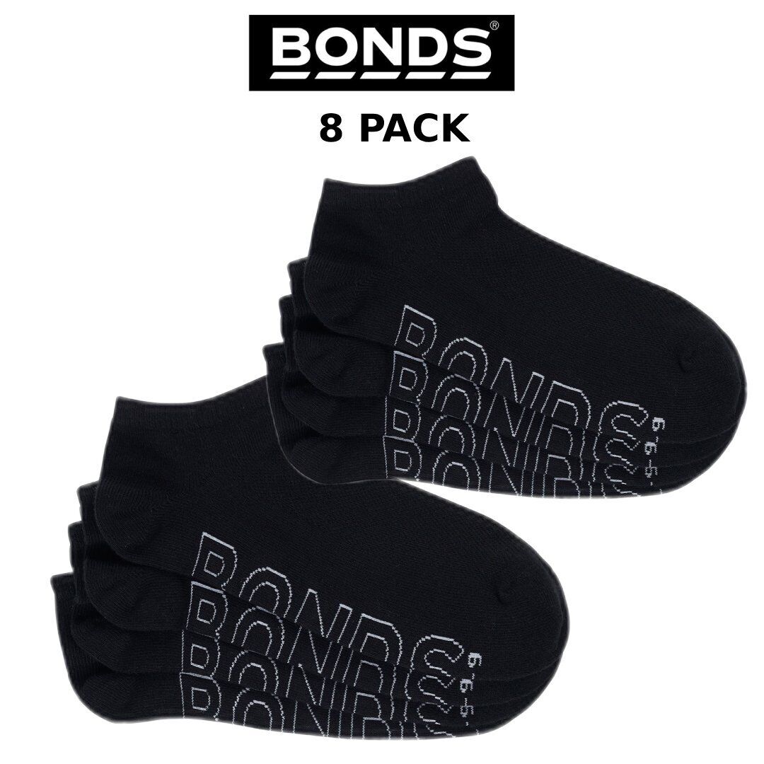 Bonds Men Logo Lightweight Low Cut 8 Pack Mesh Cotton Socks Run Trainer SXN44N