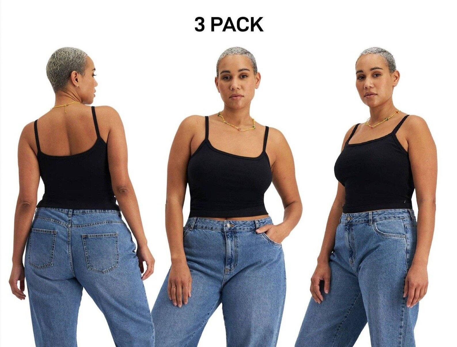 Bonds Womens Originals Cami Long Lasting Comfort Soft & Supportive 3 Pack CR9BI