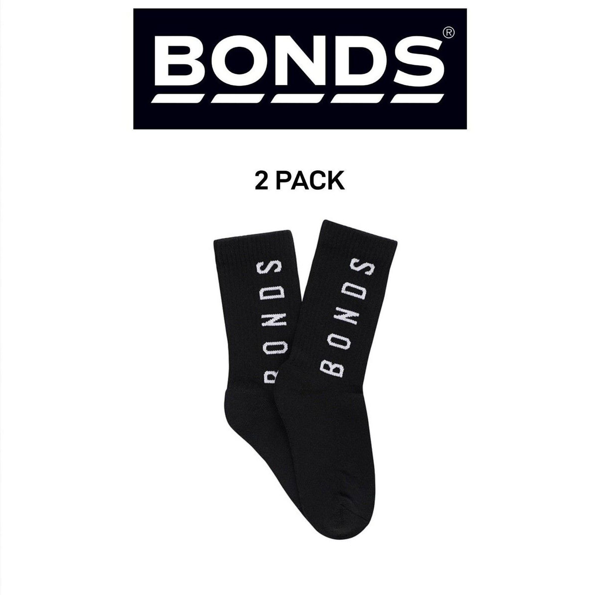Bonds Womens Originals Crew Socks Cushioned Foot Soft Cotton 2 Pack LYEQ2N