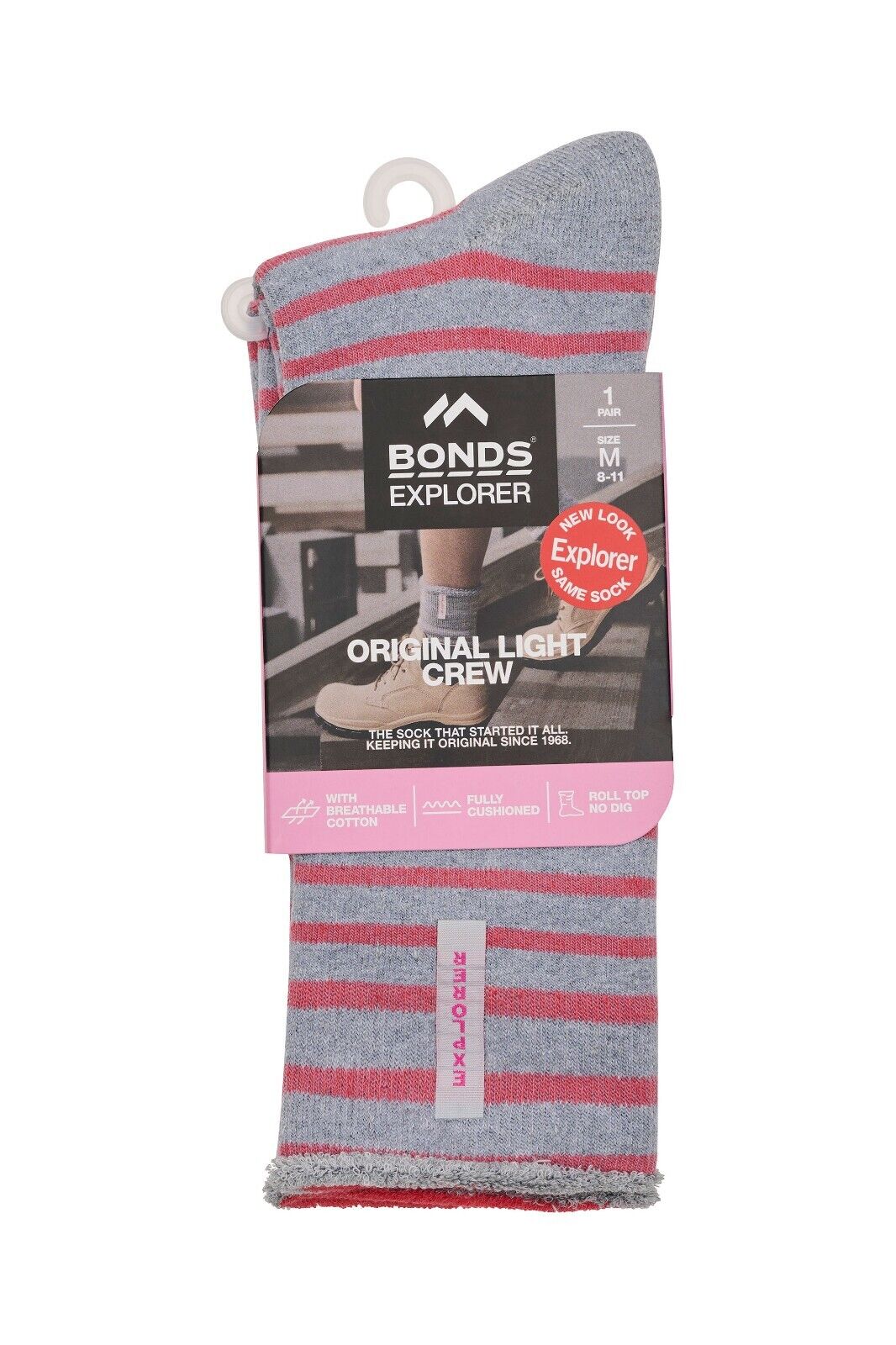 Bonds Explorer Womens Original Lightweight Cushioned Crew Socks 8 Pack L1757W