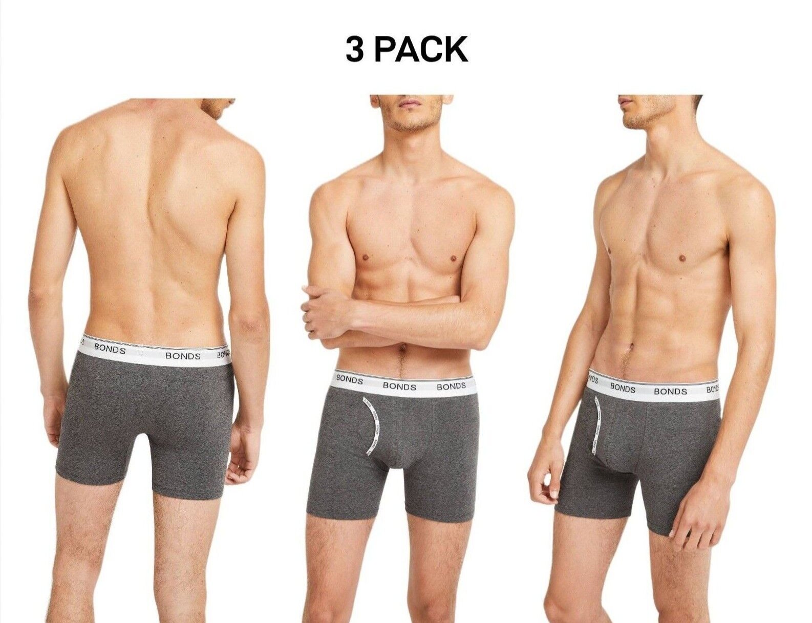 Bonds Mens Guyfront Mid Trunk Moisture Wicking to Keep Cool and Dry 3 Pack MY7WA