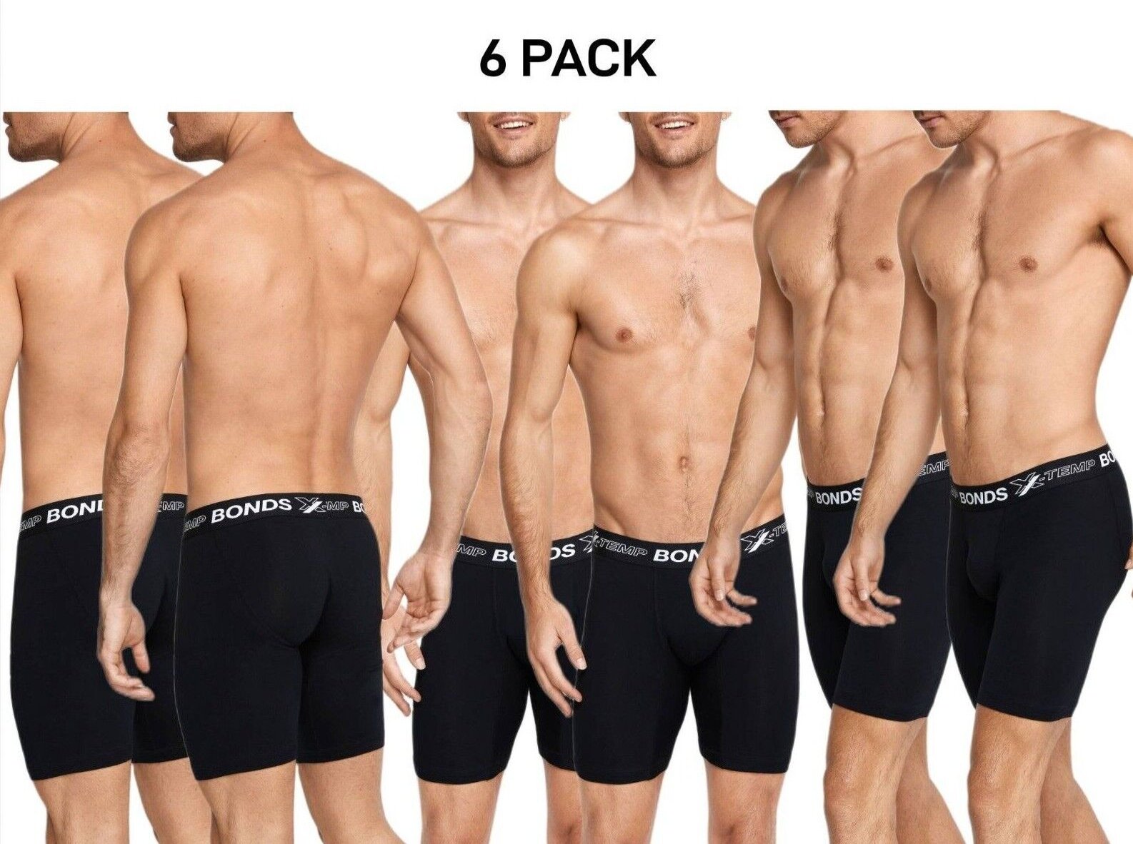 Bonds Mens X-Temp Long Trunk Stretchable Wide Waistband Flat Seams 6 Pack MXEHA