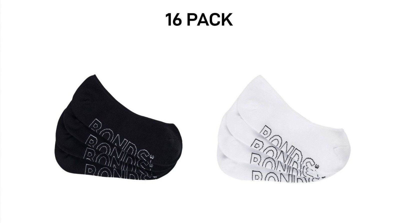 Bonds Womens Lightweight Liner Invisible Socks Comfy Cushioning 16 Pack LXPJ4N