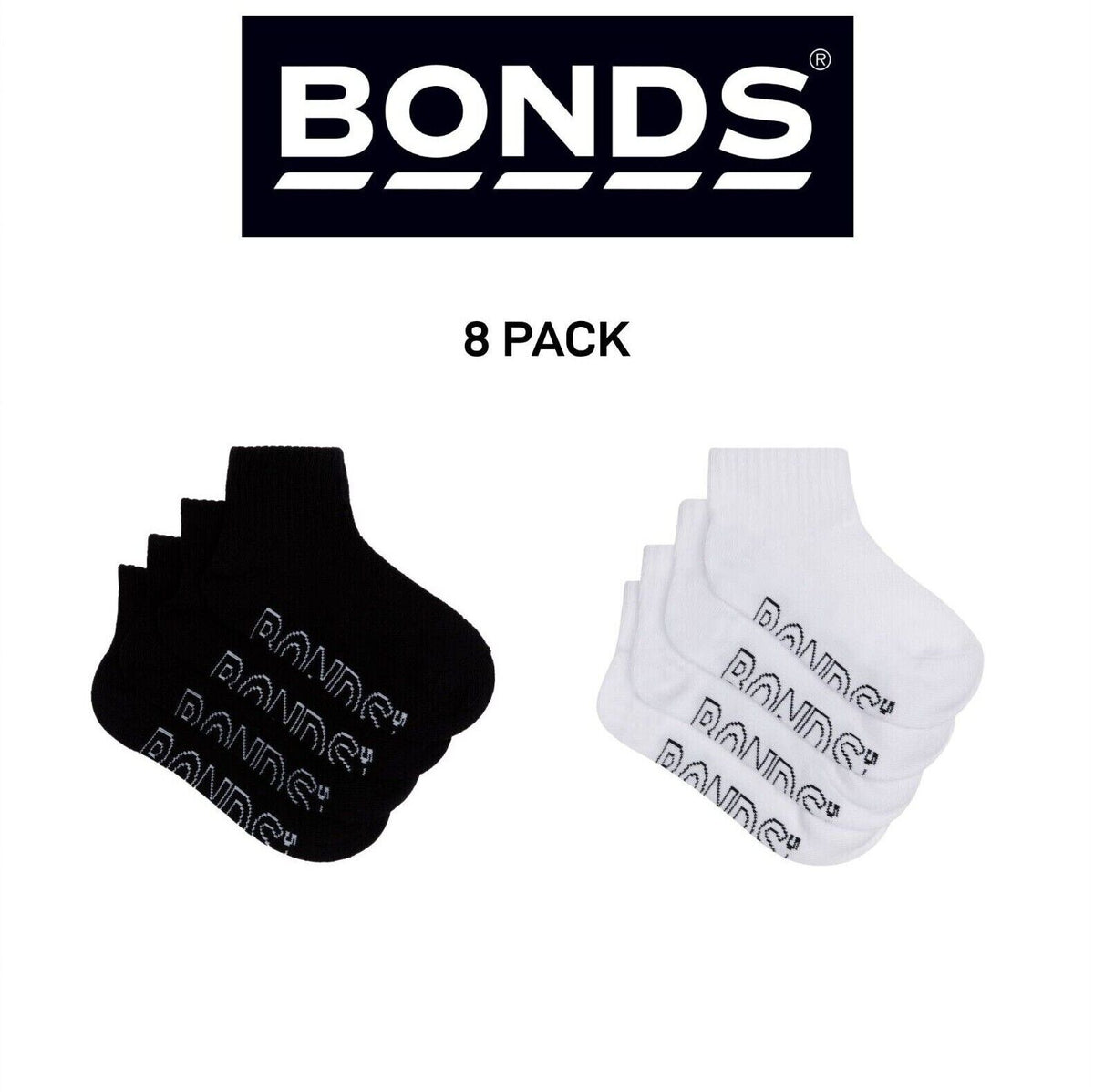 Bonds Kids Logo Light Quarter Crew Lightweight and Breathability 8 Pack RXUT4N