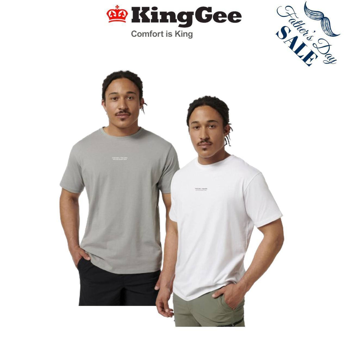 FATHER'S DAY SALE! KingGee Mens Trademark Graphic Print Crew Neck Tee K14009