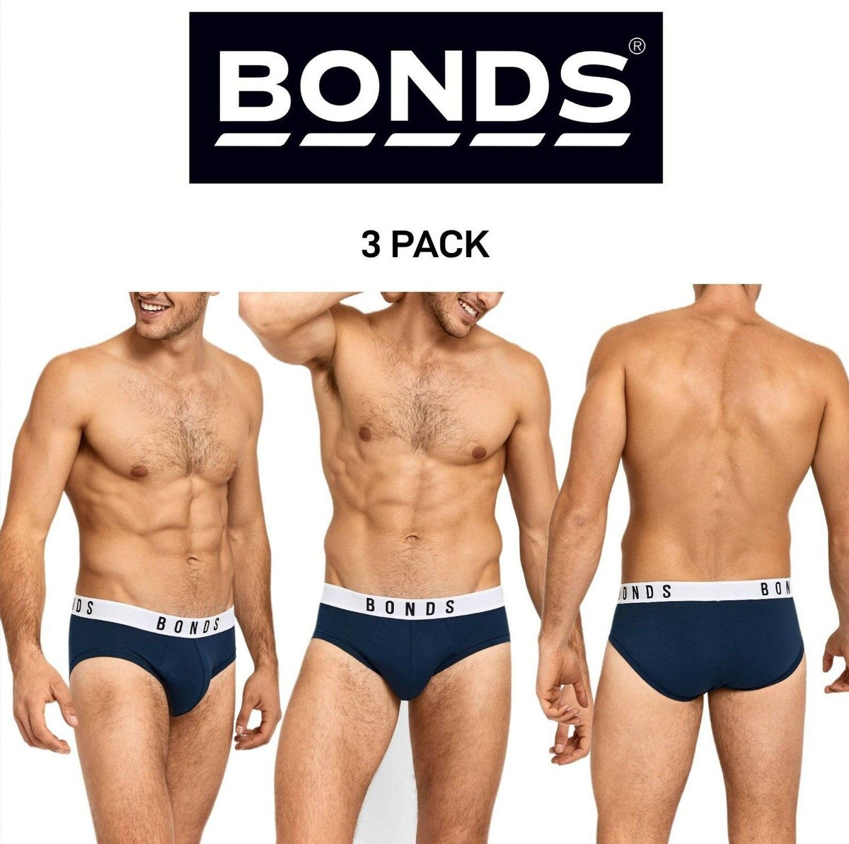Bonds Mens Originals Brief Super Soft Cotton Comfortable Fit Undies 3 Pack MXUJA