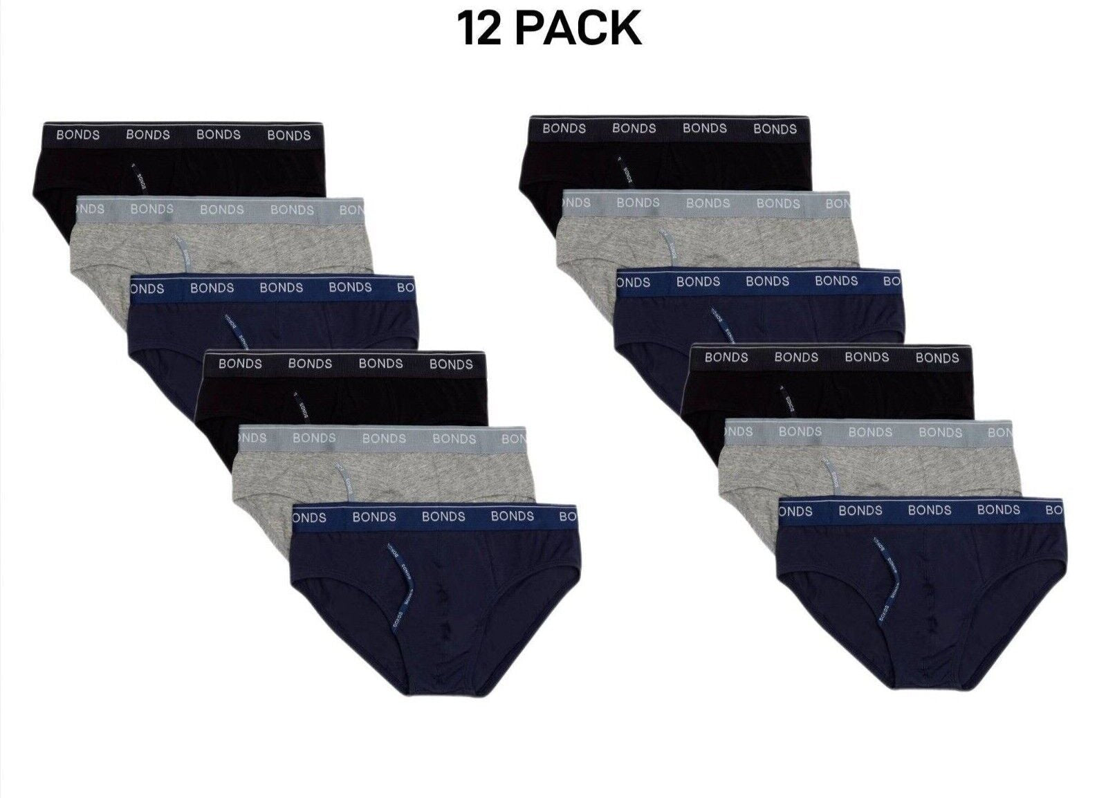 Bonds Mens Guyfront Brief Super Soft and Stretchable Cotton 12 Pack MZ953A