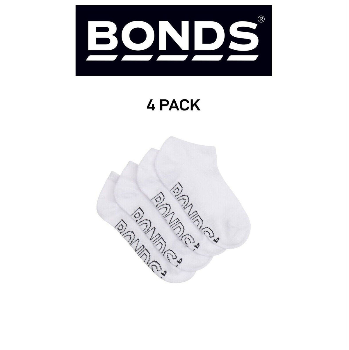 Bonds Kids Logo Light No Show Lightweight Extra Comfort Socks 4 Pack RXUU4W