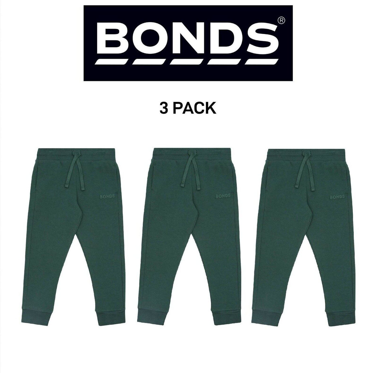 Bonds Kids Tech Sweats Trackie Pants Lightweight Warm Minimise Heat 3 Pack KVQRK