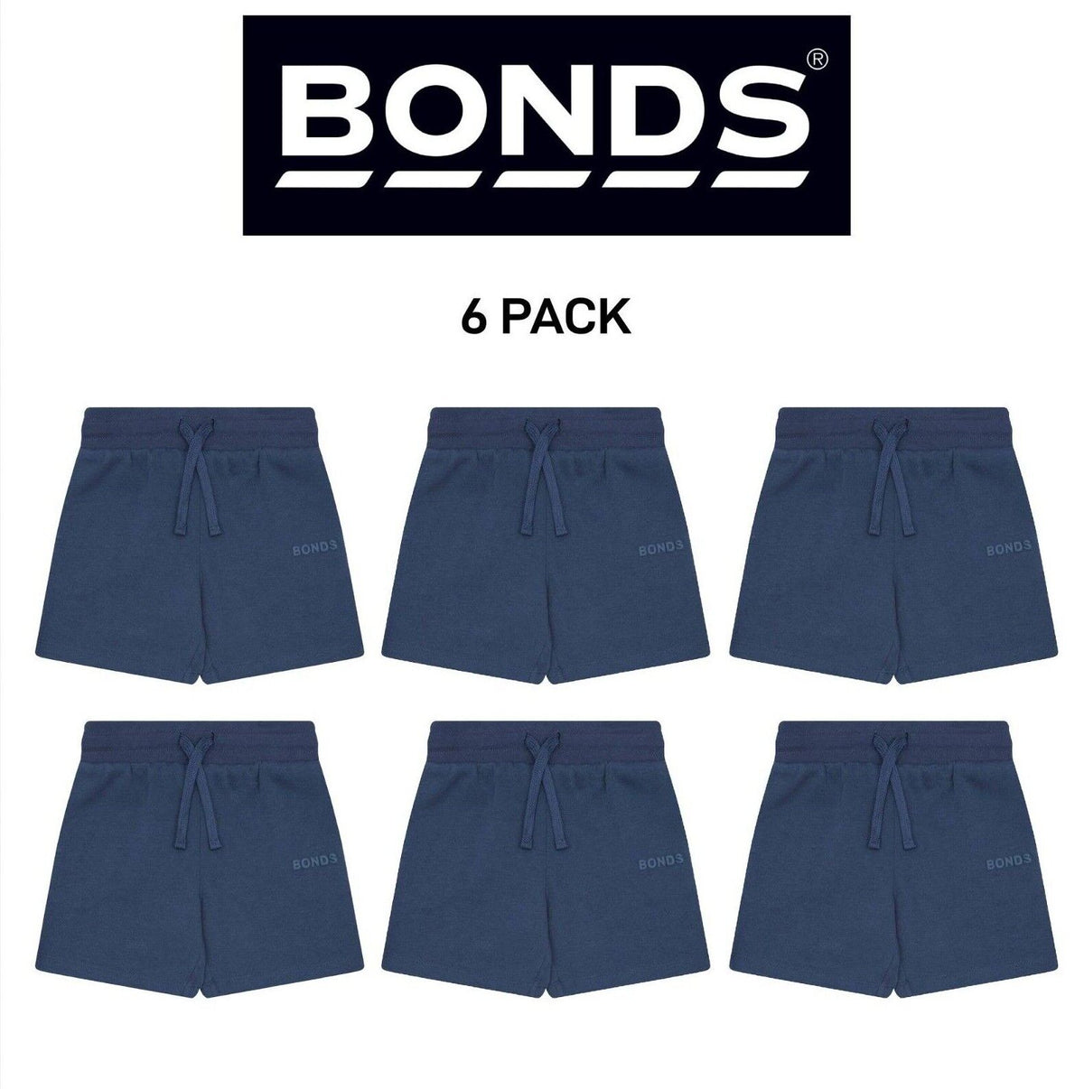 Bonds Kids Tech Sweats Short Lightweight Sporty Soft Rib Waistband 6 Pack KW93K