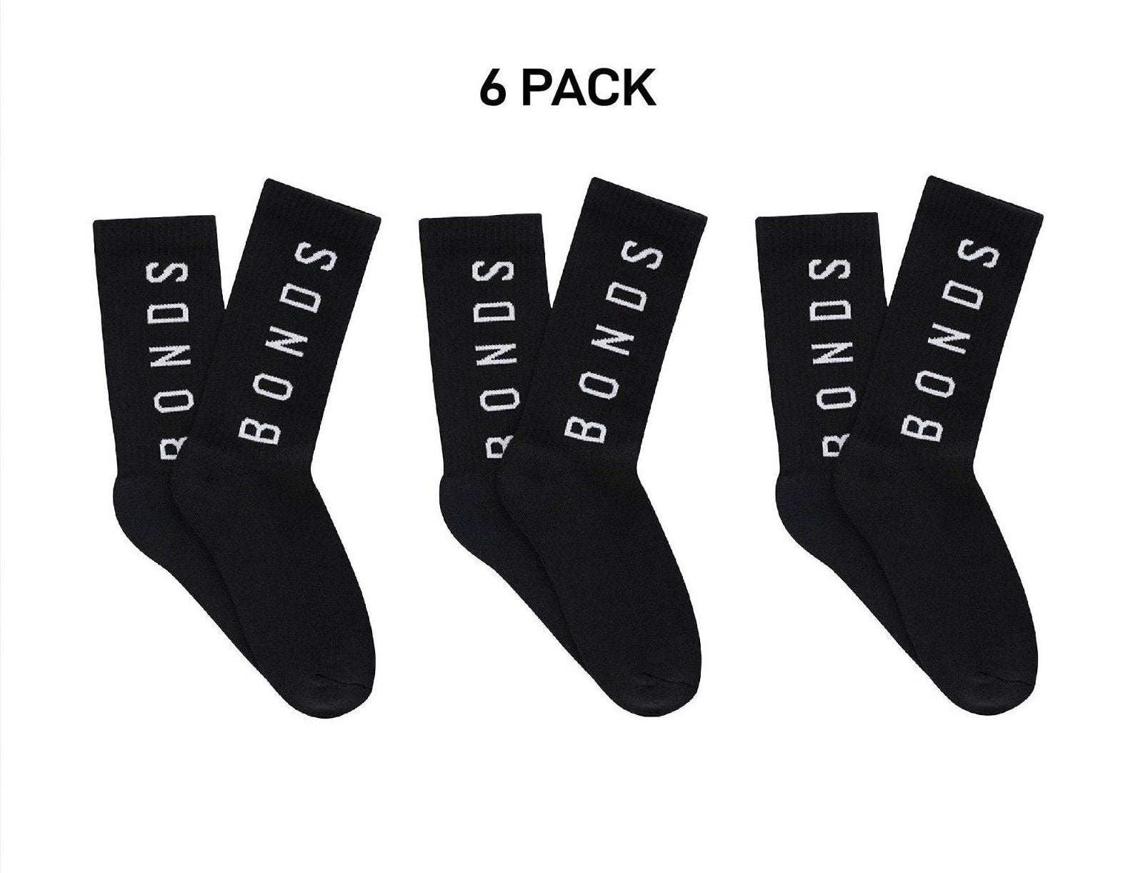 Bonds Mens Originals Crew Socks Stretchy Rib Ankle & Arch Support 6 Pack SYEX2N