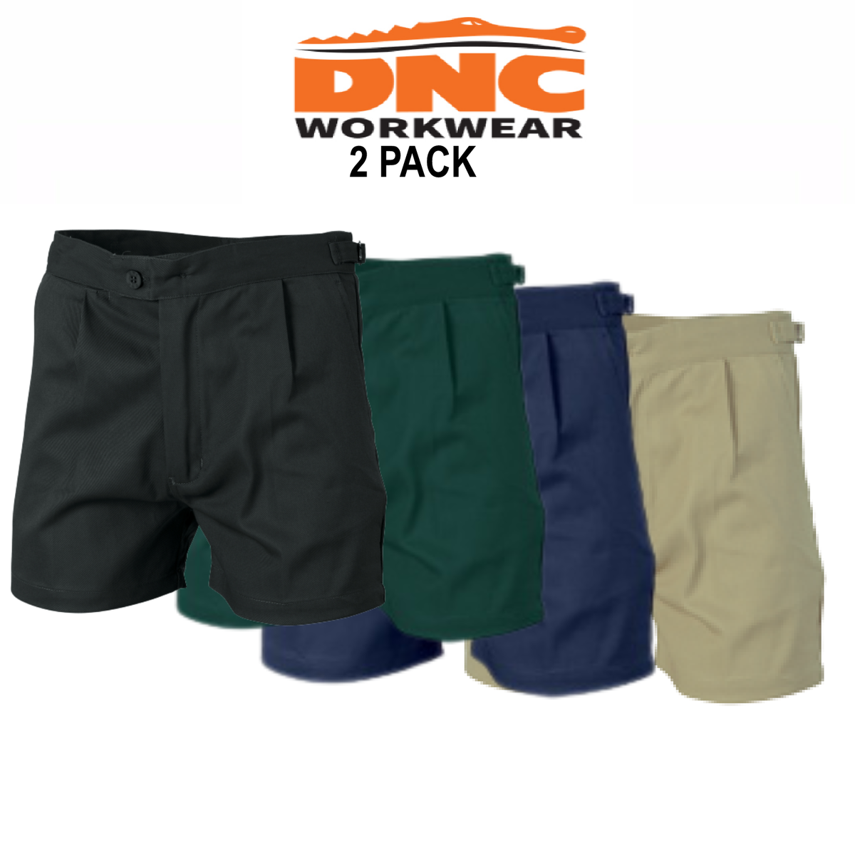 DNC Workwear 2 Pack Cotton Drill Utility Short Satety Comfort Tough Pant 3301