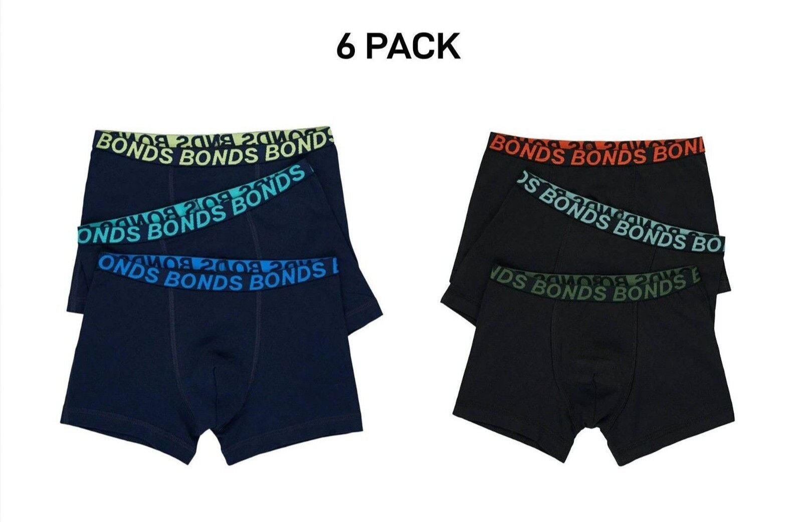 Bonds Boys Trunk Sport Moisture Wicking Cool & Dry Comfort Covered 6 Pack UWKN3A