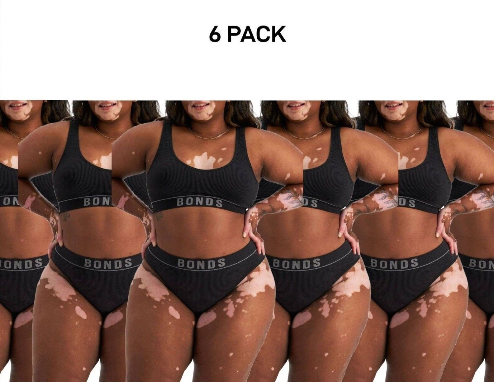 Bonds Womens Retro Rib Seamless Hi Bikini Hi Leg Smooth Stretchy 6 Pack WU8GT