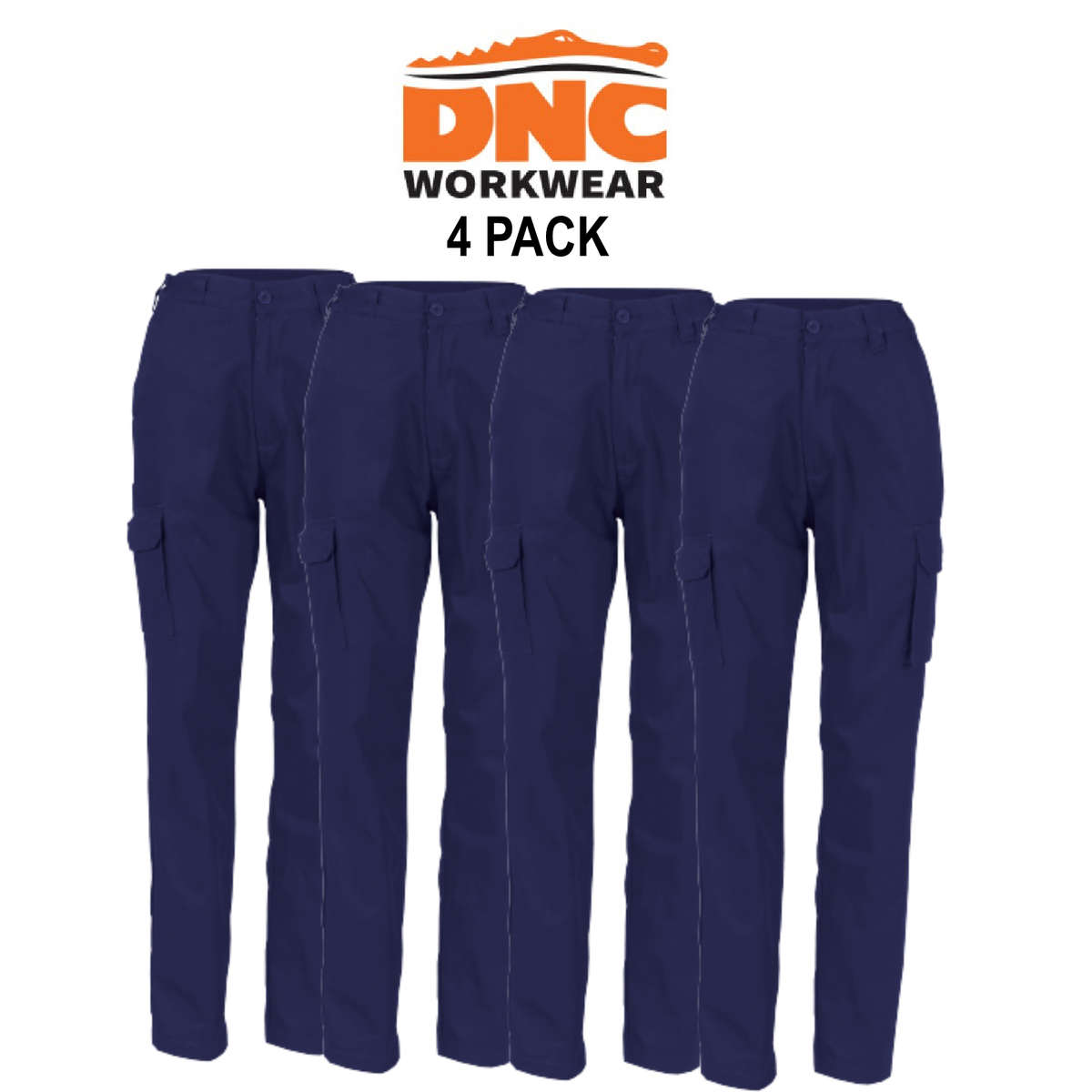 DNC Workwear 4 Pack Ladies Cotton Drill Cargo Pants Pants Tough Work Casual 3322