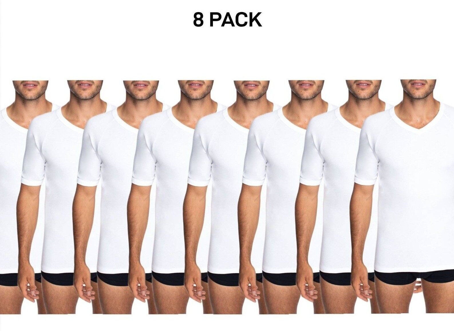 Bonds Mens Genuine V-Neck Raglan Tee Suit in Every Size and Shape 8 Pack M9762W