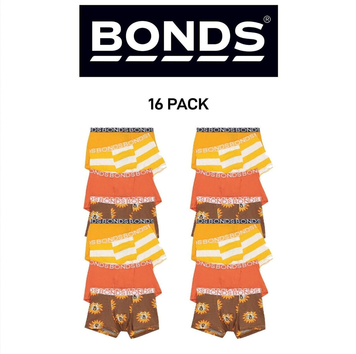 Bonds Boys Trunk Supportive Pouch with Comfy Coverage and Elastic 16 Pack UWCF4A