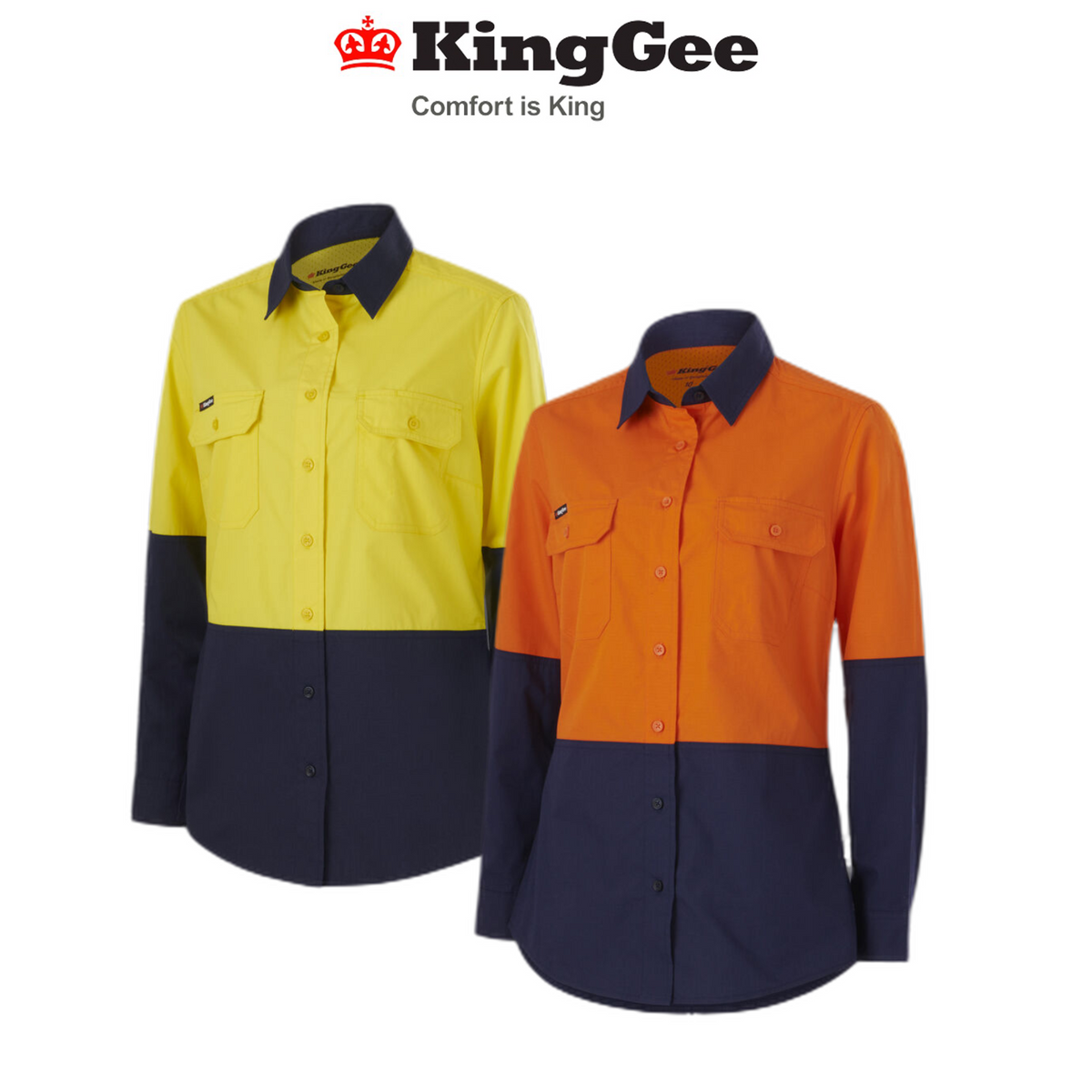 KingGee Womens WORKCOOL Vented Spliced Lightweight Pocket Cool Shirt L/S K44226