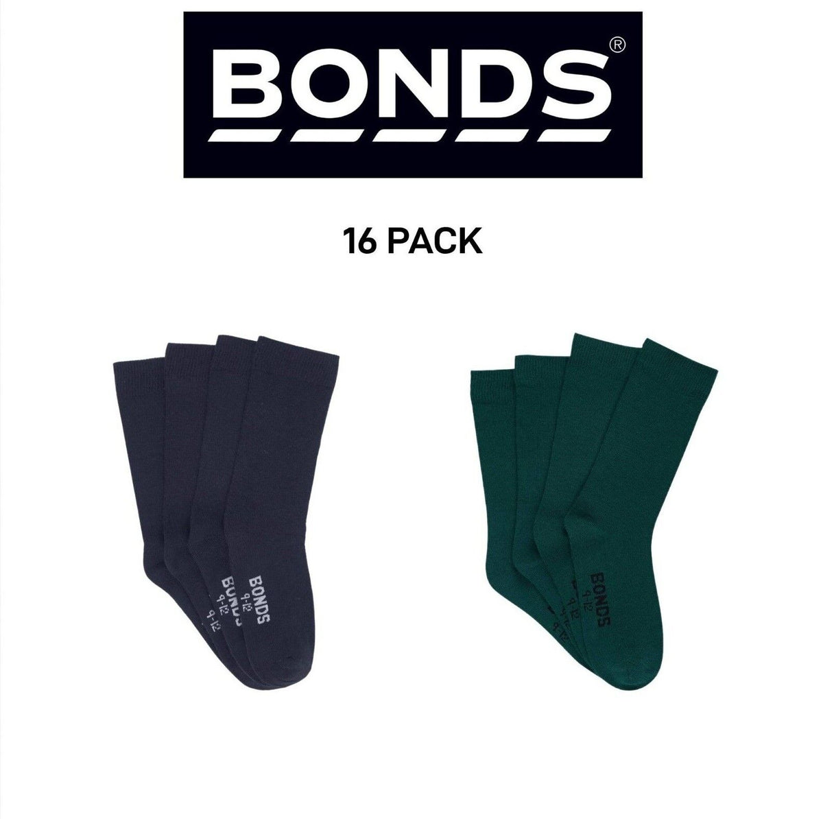 Bonds Kids School Oxford Crew Socks Ultimate Comfort and Softness 16 Pack RY4X4N