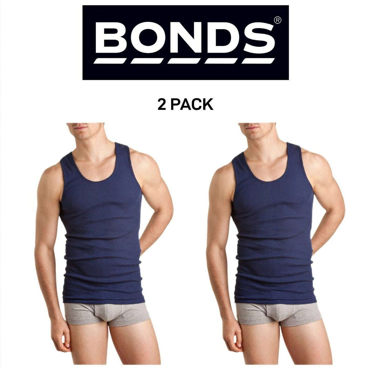Bonds Mens Chesty Singlets Super Soft Cotton Breathable Seamfree 2 Pack M7NLO