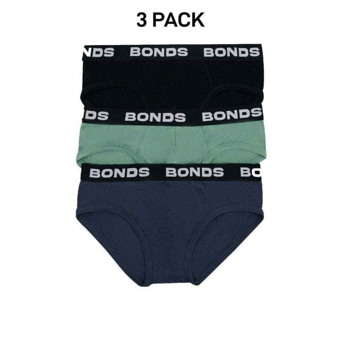 Bonds Mens Total Package Brief Moisture Wicks & Anti Chafe Panel 3 Pack MWF73A