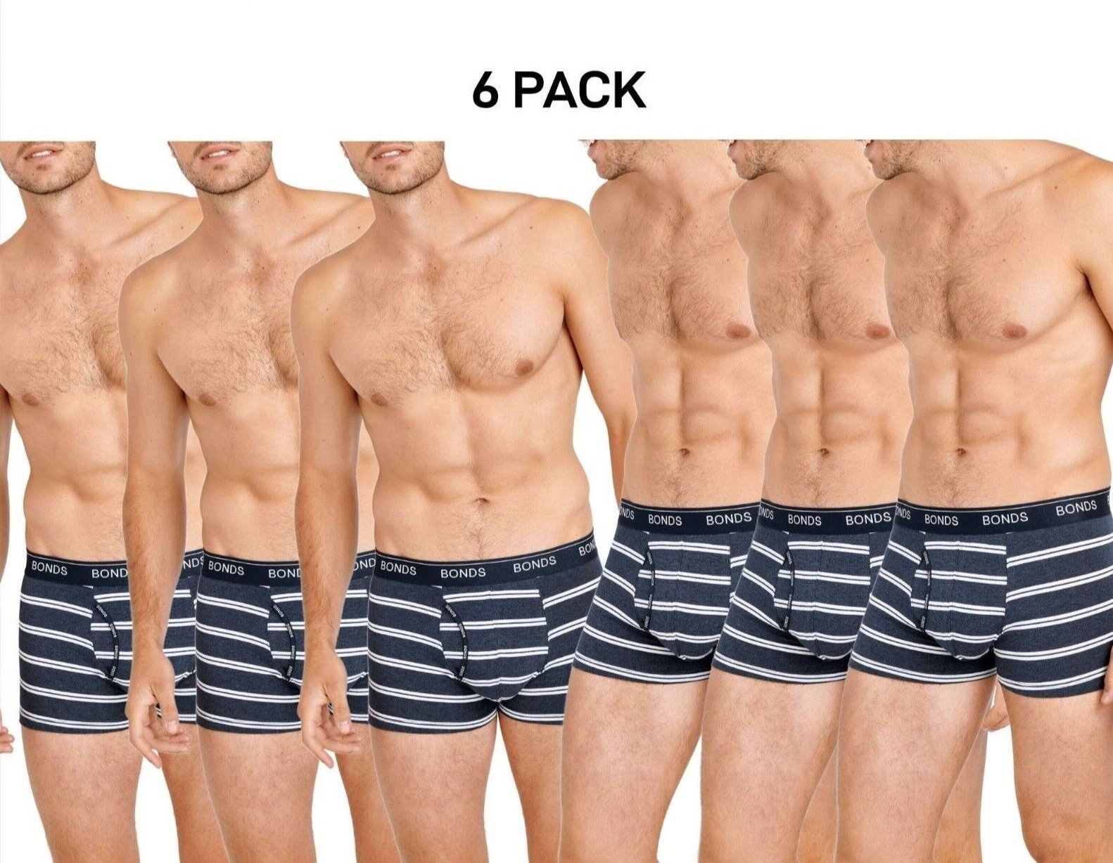 Bonds Mens Guyfront Trunk Ultra Soft Elastic Waistband Seam Free 6 Pack MX3K