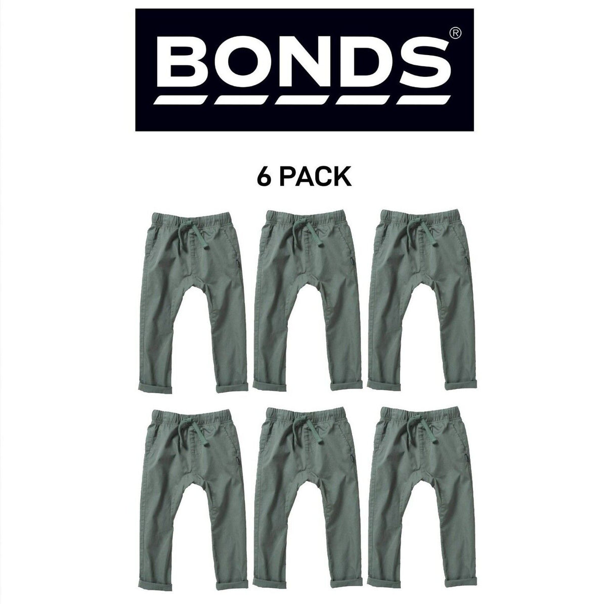 Bonds Kids Next Gen Cargo Pants Super Soft Waistband with Pockets 6 Pack KY9CK