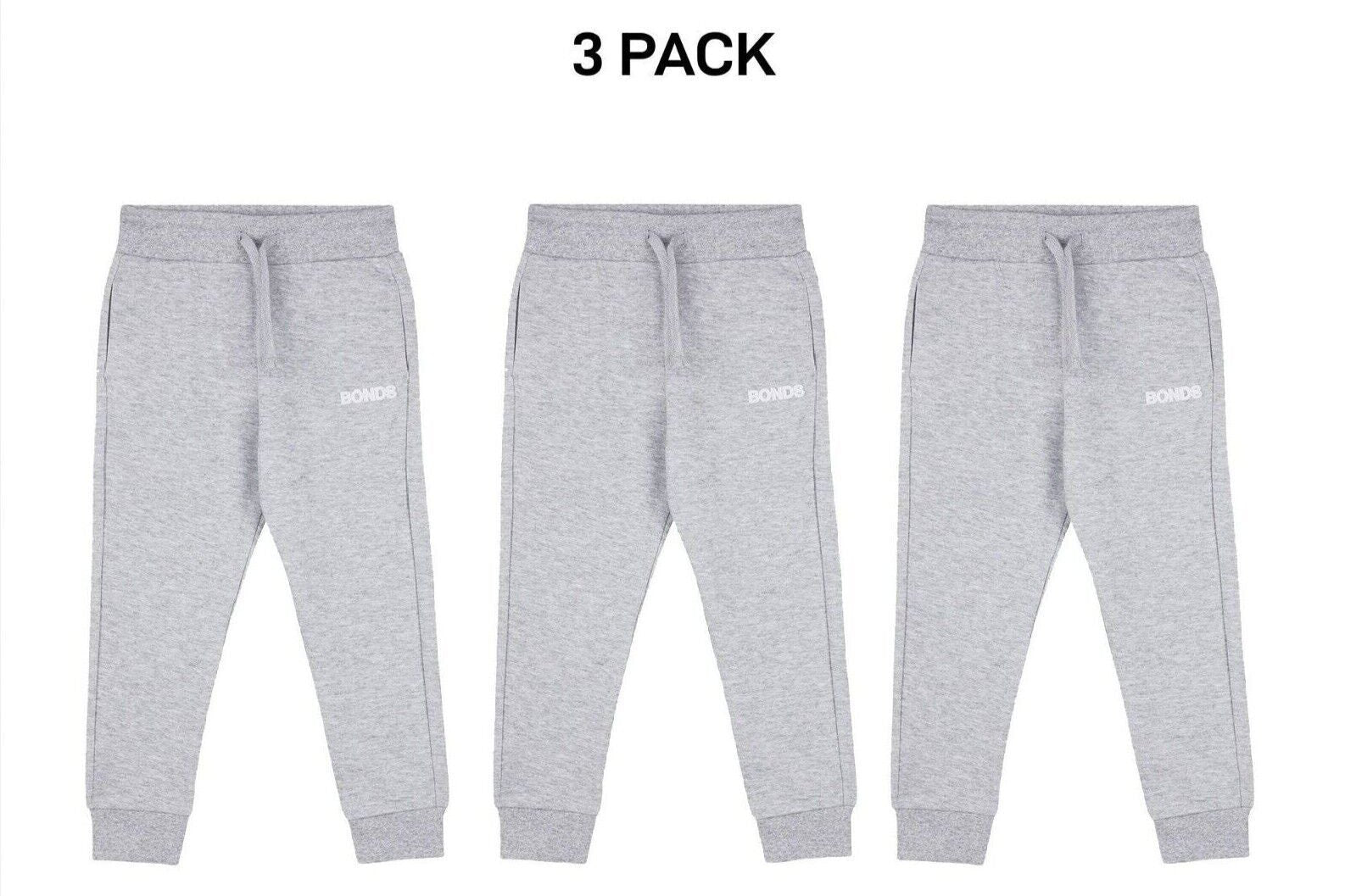 Bonds Kids Tech Sweats Trackie Pants Lightweight Warm Minimise Heat 3 Pack KVQRK