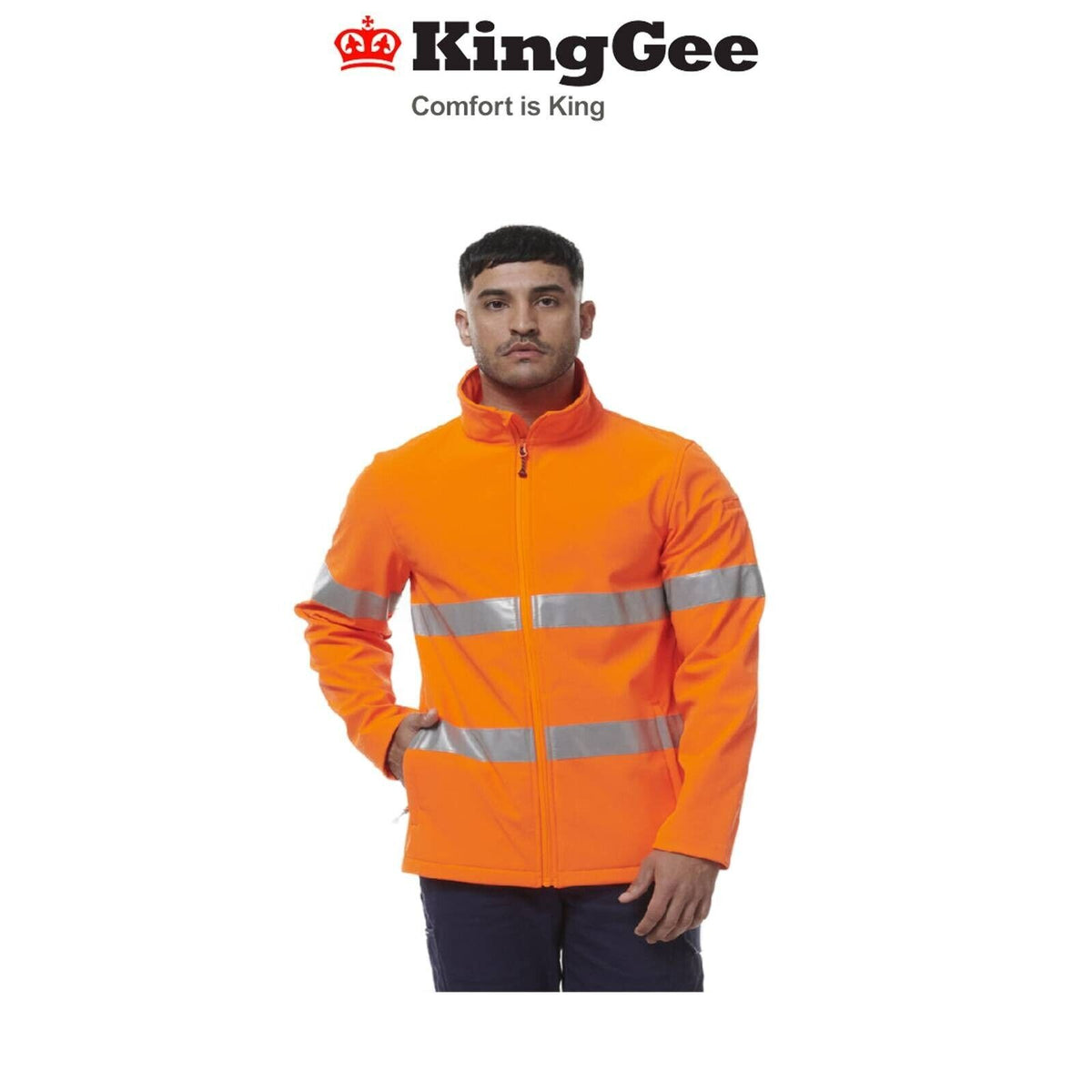 KingGee Mens Reflective Softshell Water Resistant Safety Work Jacket K55039-Collins Clothing Co