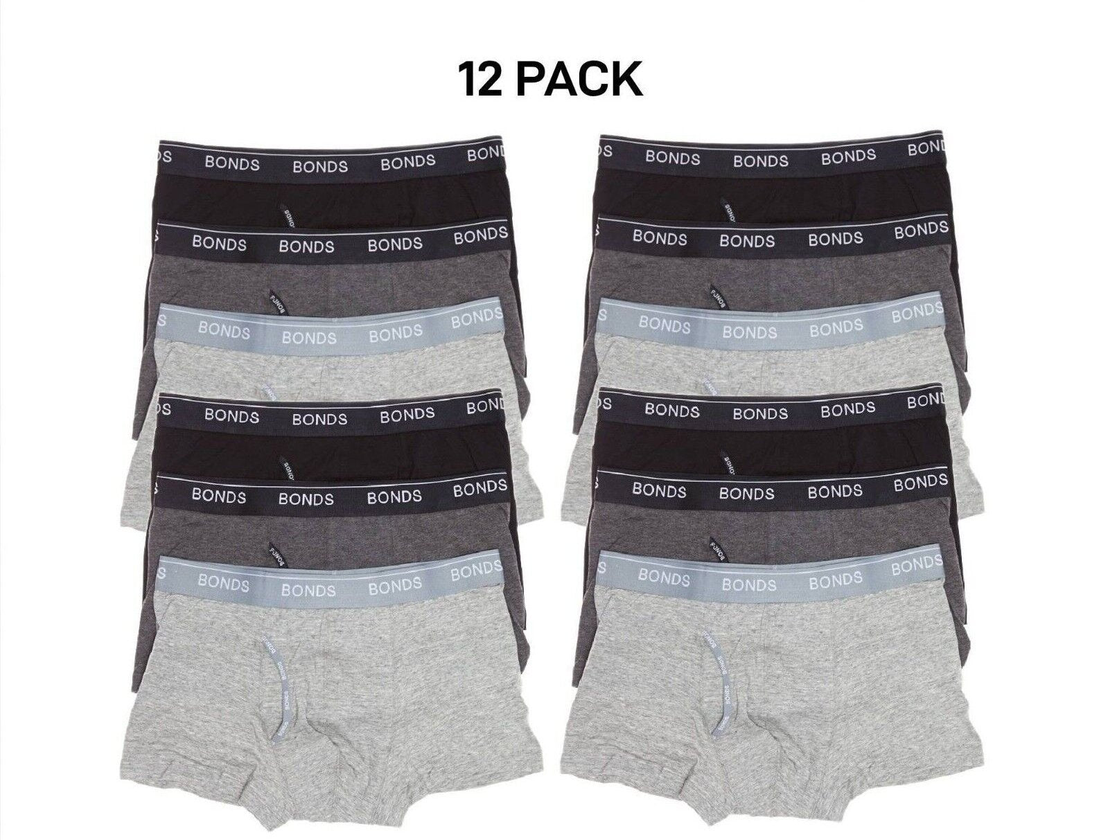 Bonds Mens Guyfront Trunk Super Soft Waistband With Logo 12 Pack MZ963A