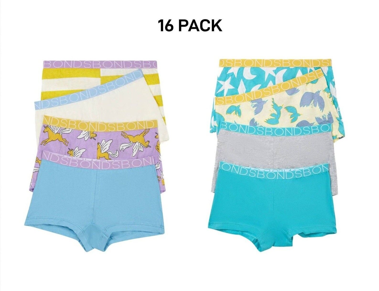 Bonds Girls Shortie Full Coverage Modesty Ultimate Soft Waistband 16 Pack UWCA4A