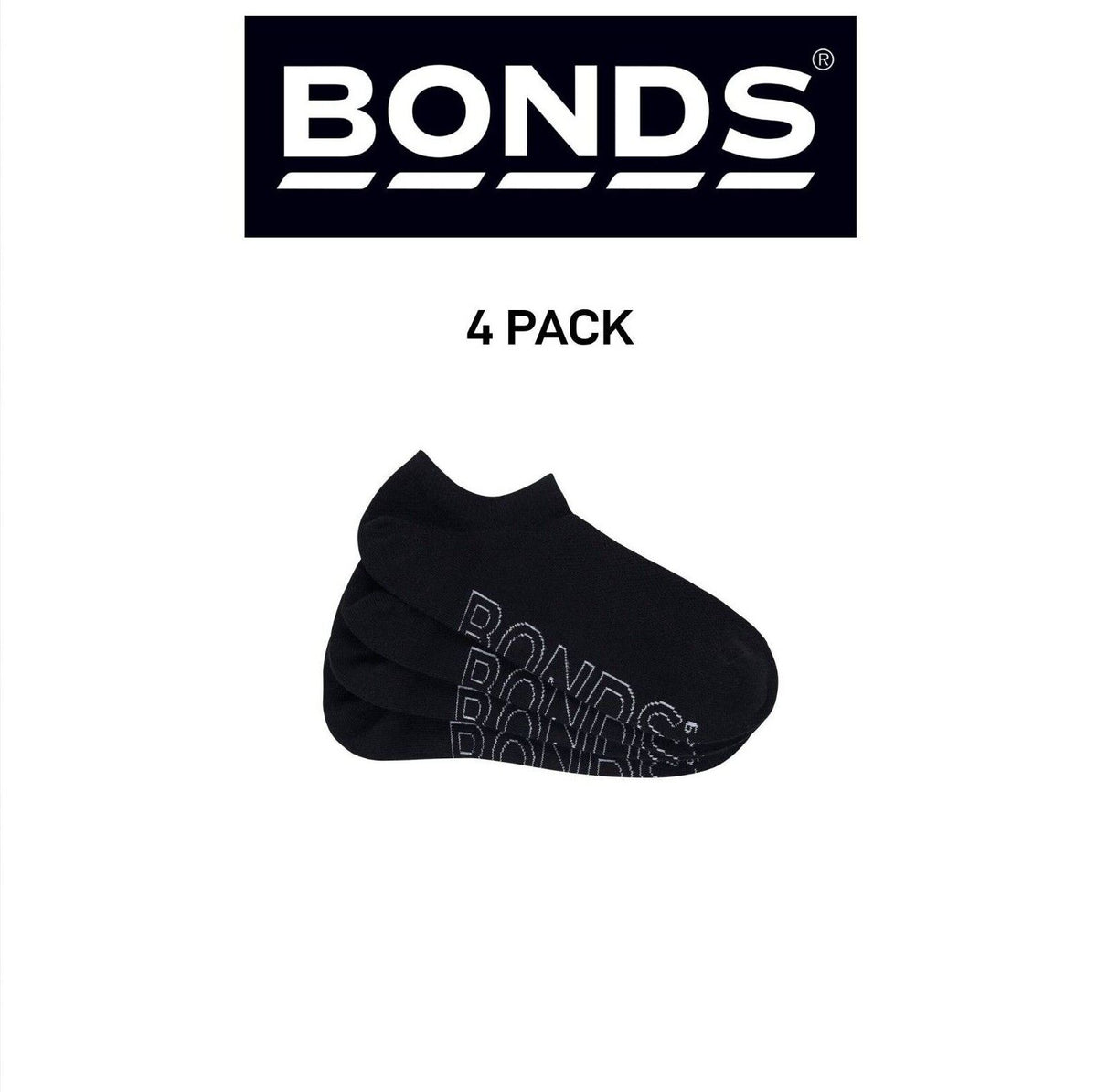 Bonds Mens Logo Lightweight No Show Comfy Mesh Cooling Zone Socks 4 Pack SXN64N