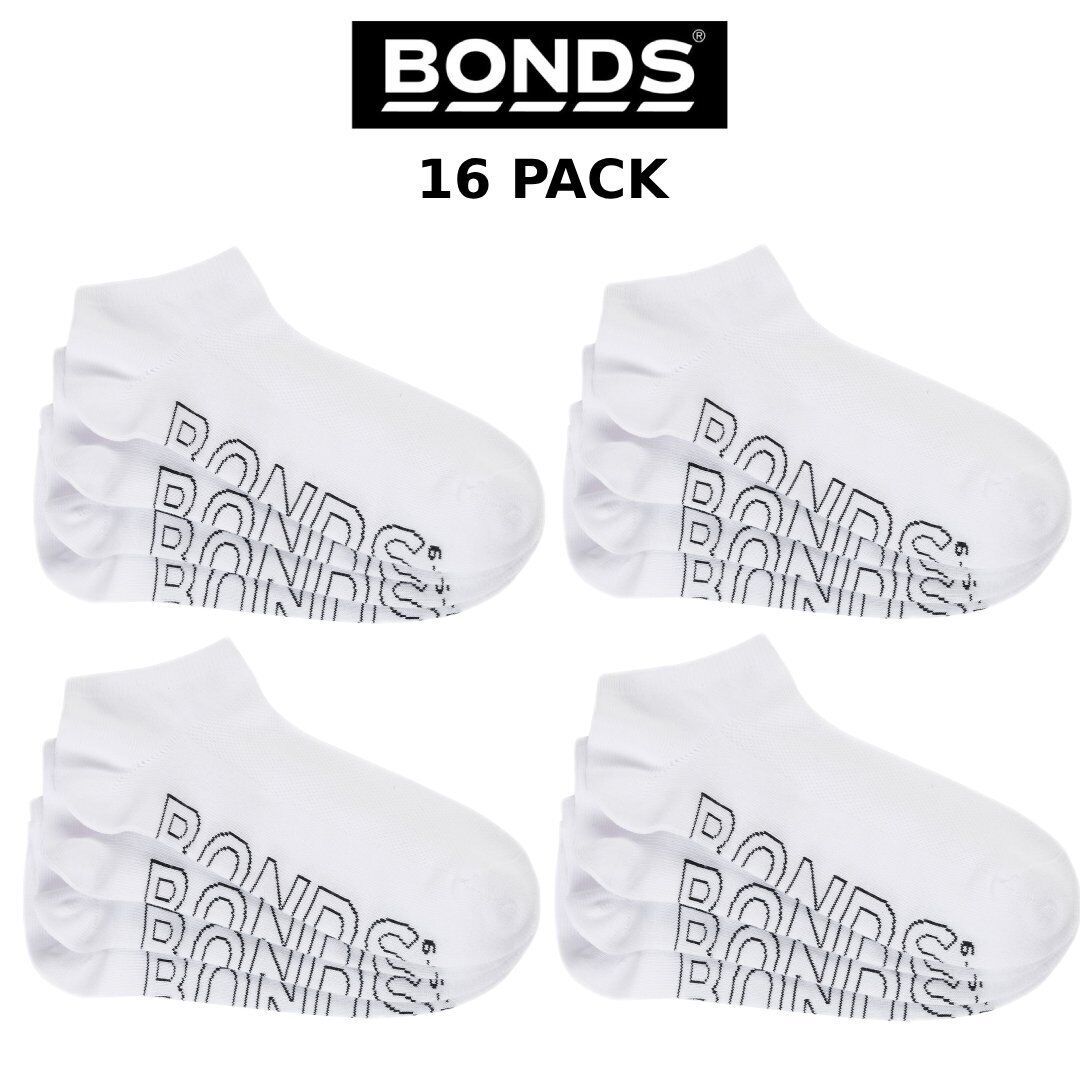 Bonds Men Logo Lightweight Low Cut 16 Pack Mesh Cotton Socks Run Trainer SXN44N