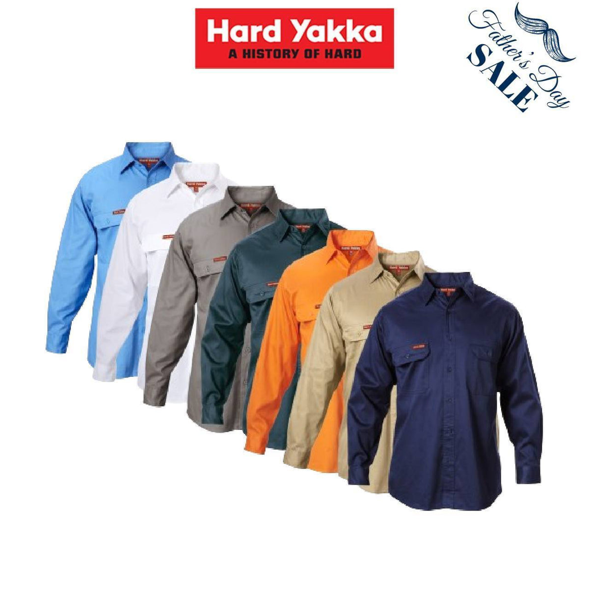 FATHER'S DAY SALE! Hard Yakka Mens Foundations Long Sleeve Office Shirt Y07500