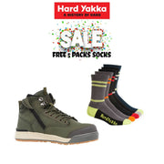 SUPER SALE! Hard Yakka Mens 3056 Lace Up Safety Boot FREE 5Pack Sock Y60203