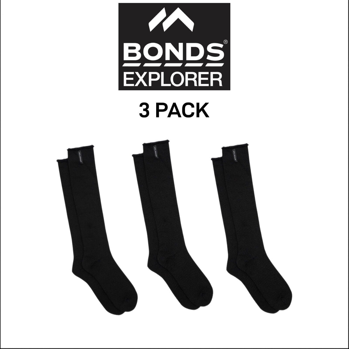 Bonds Breathable Soft Cushioned Soles Long Wool Blend Sock 3 Pack S1136P