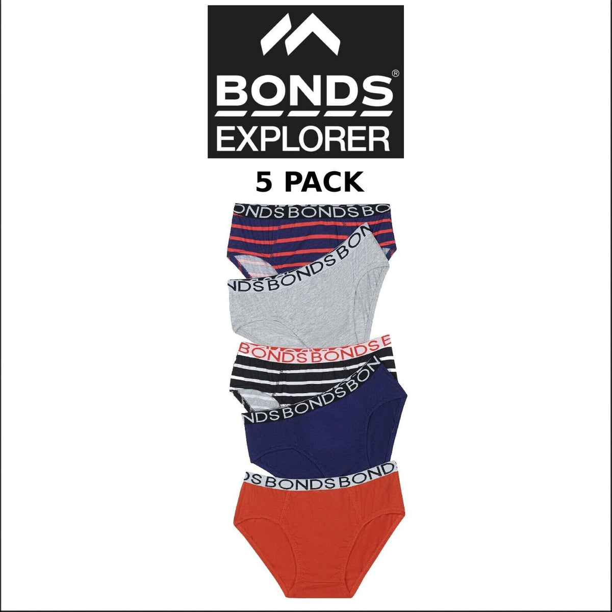 Bonds Boys Brief Soft Stretchable Comfortable Contoured Fit 5 Pack UWNU5A X79