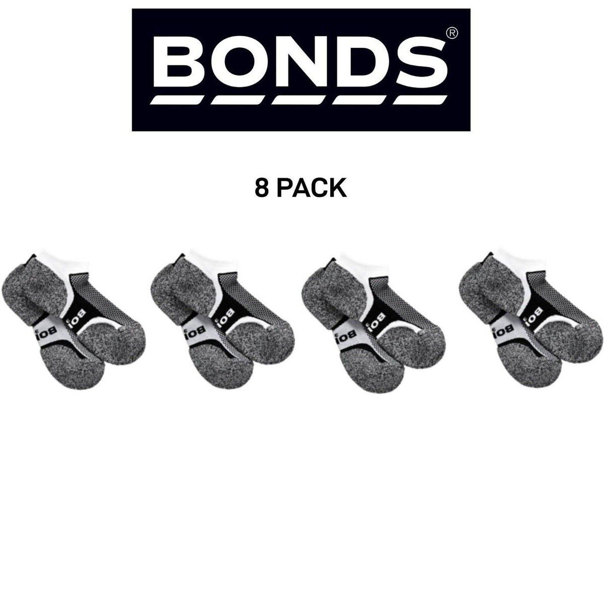 Bonds Womens Ultimate Comfort Low Cut Socks Heel & Toe Cushioning 8 Pack LANJ2N