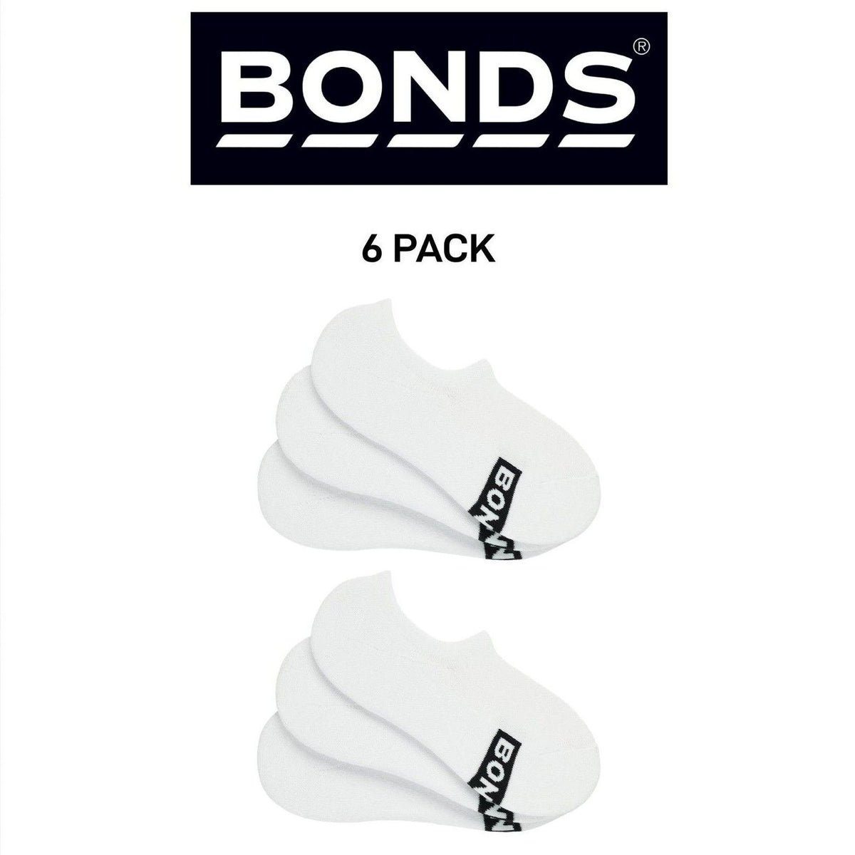 Bonds Mens Logo Sneaker Socks Cushioned Soles & Breathable Cotton 6 Pack SXKQ3N