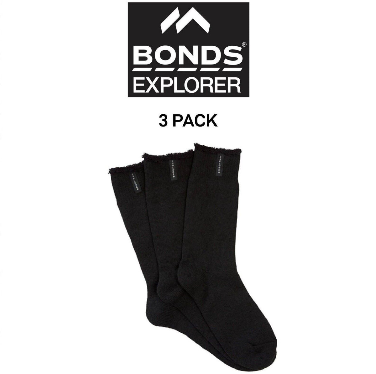 Bonds Mens Explorer Original Wool Crew Socks Comfy Durability 3 Pack SYNW3W