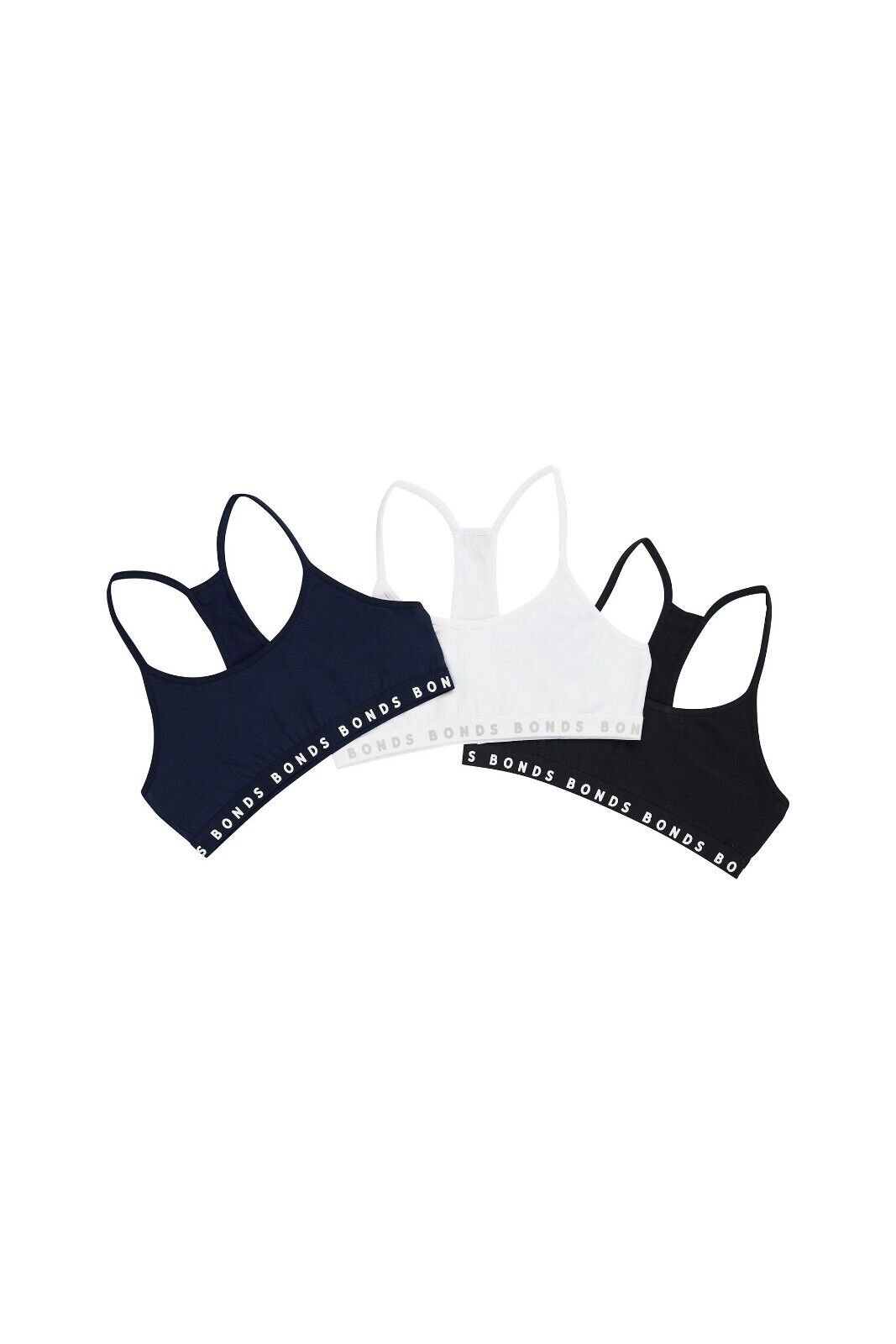 Bonds Girl Hipster Racer Crop Non-Slip Strap Racerback Shape Bra 3 Pack UWPT3A