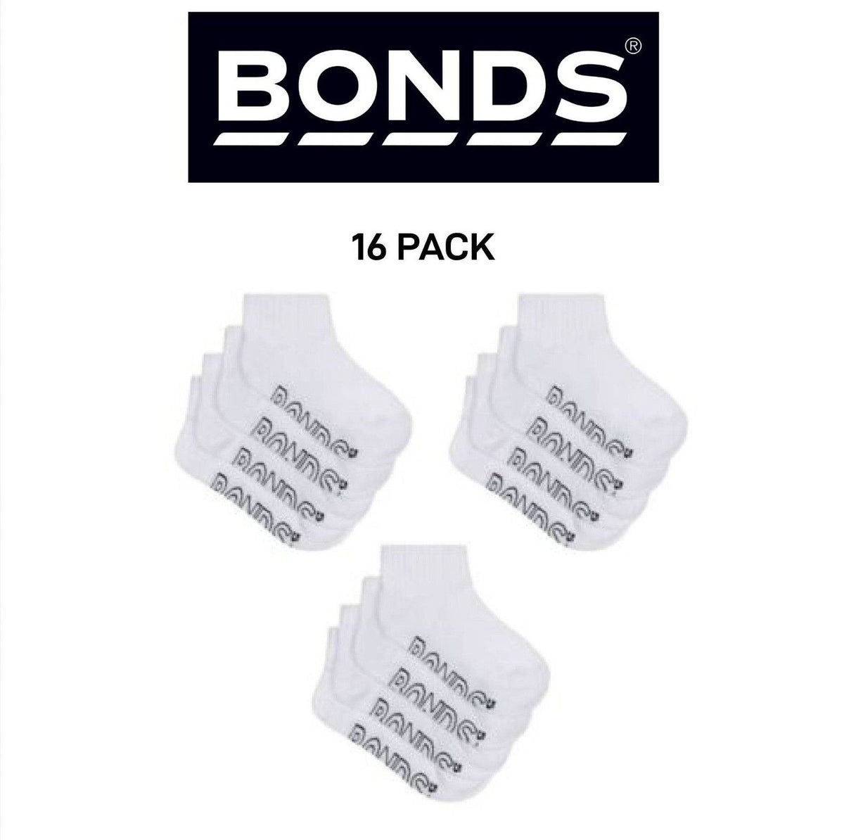 Bonds Kids Logo Light Quarter Crew Lightweight and Breathability 16 Pack RXUT4N