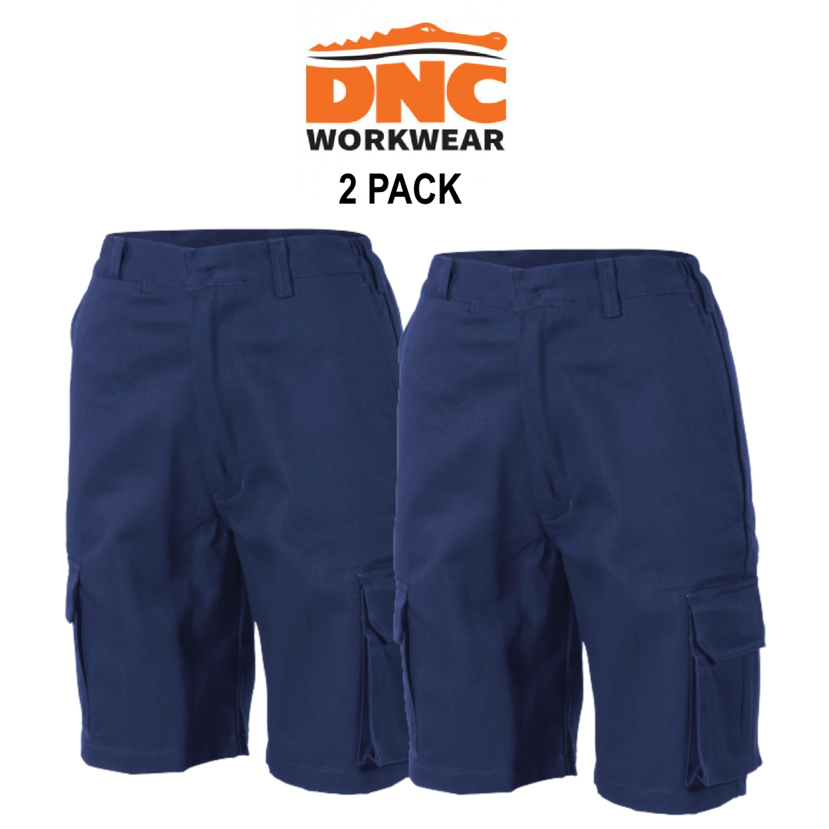  DNC Workwear 2 Pack Cotton Drill Cargo Shorts Tough Work Casual Summer 3308