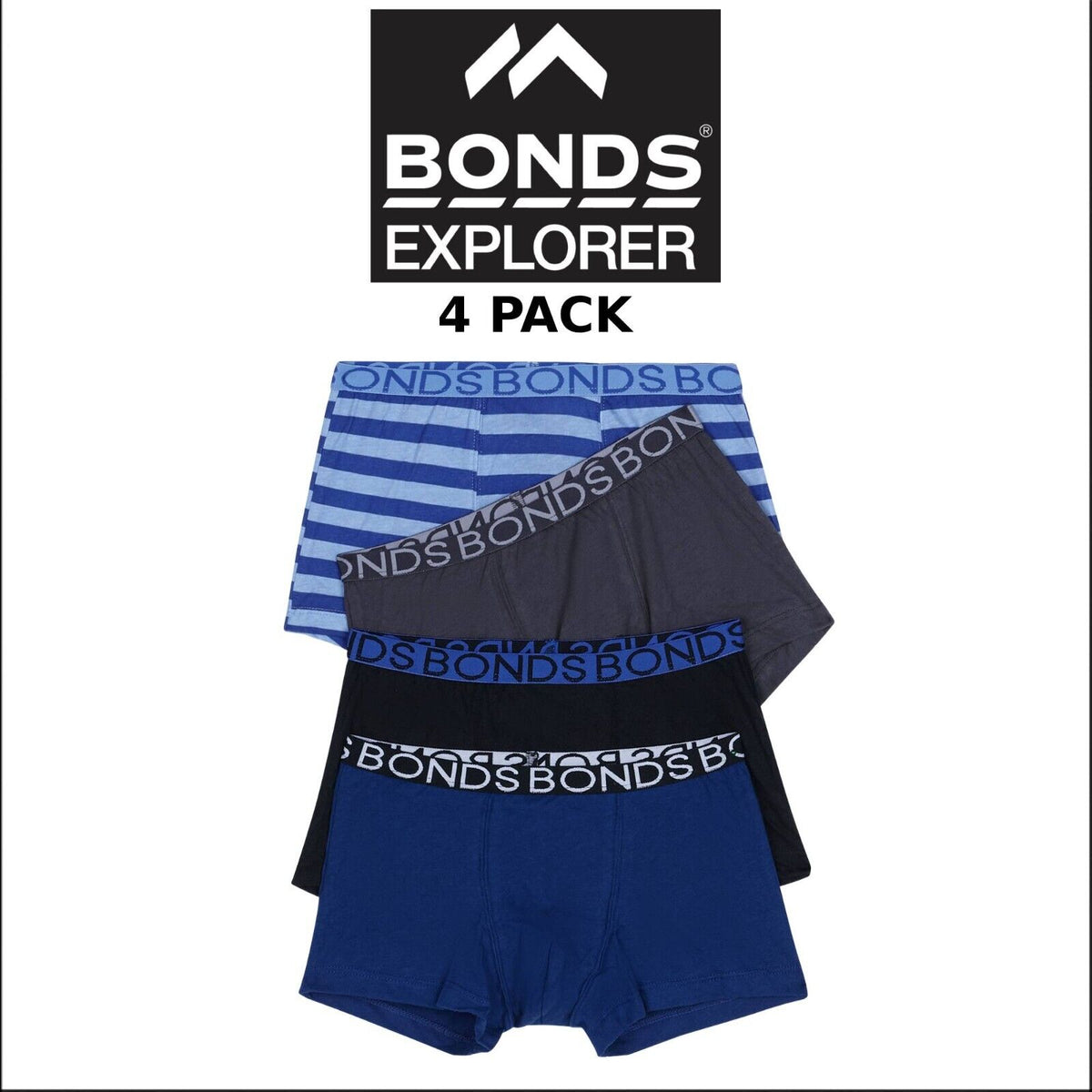 Bonds Boys Trunk Supportive Pouch With Comfy Coverage 4 Pack UWCF4A 20J