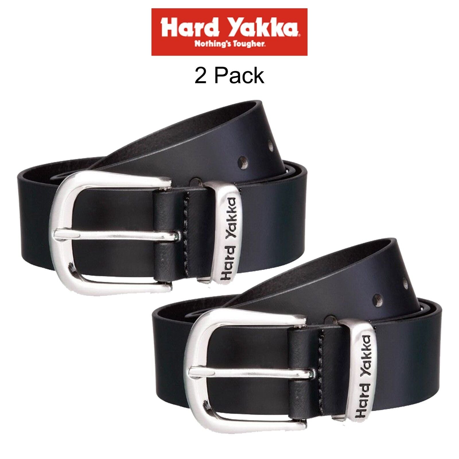 Mens Hard Yakka Belt Colorado Oil Tan 2pk Leather Work Brass Buckle Brown Y09402