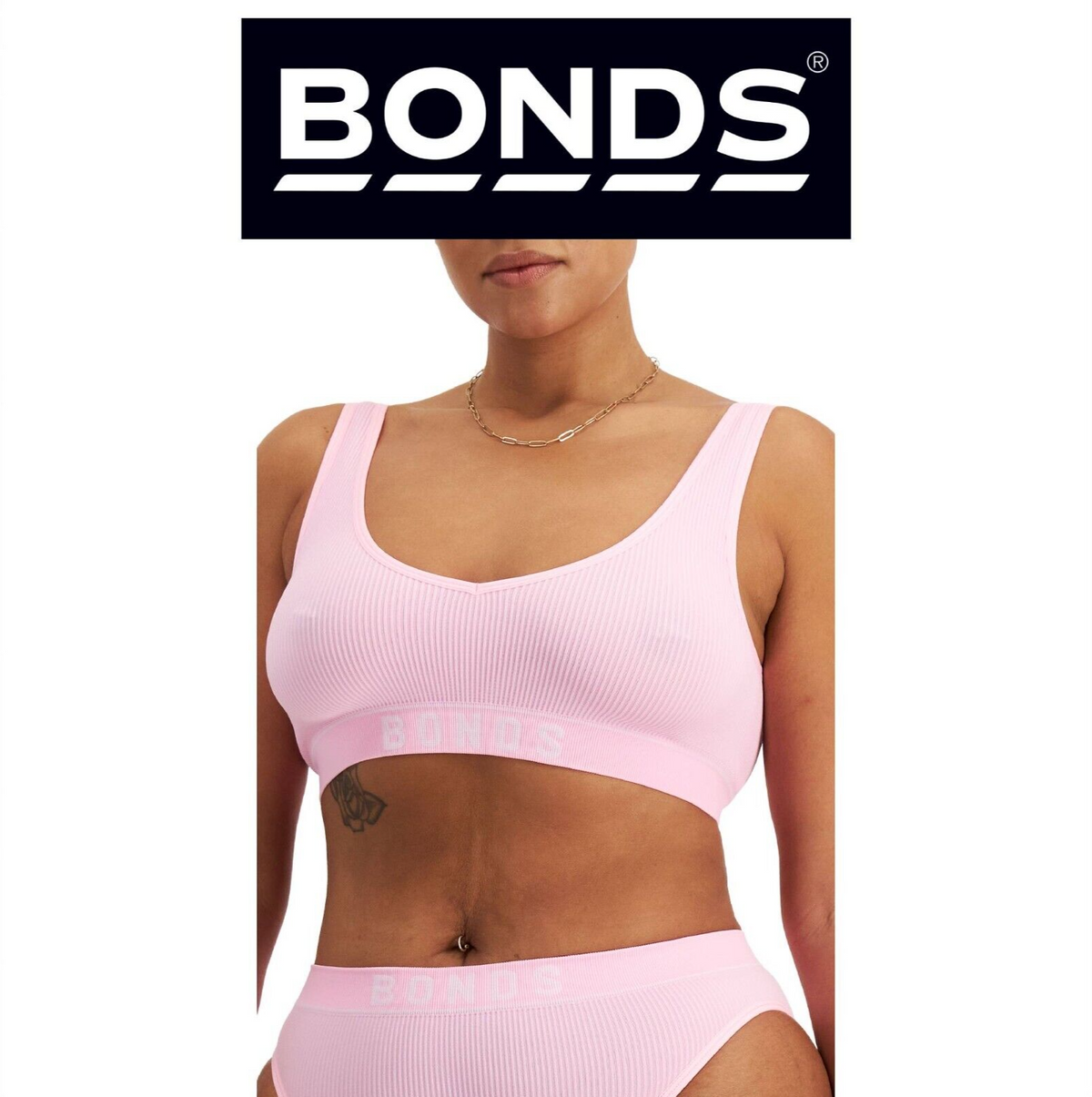 Bonds Womens Retro Rib Deep V Crop Super Stretch & Ultimate Comfort WU8DA